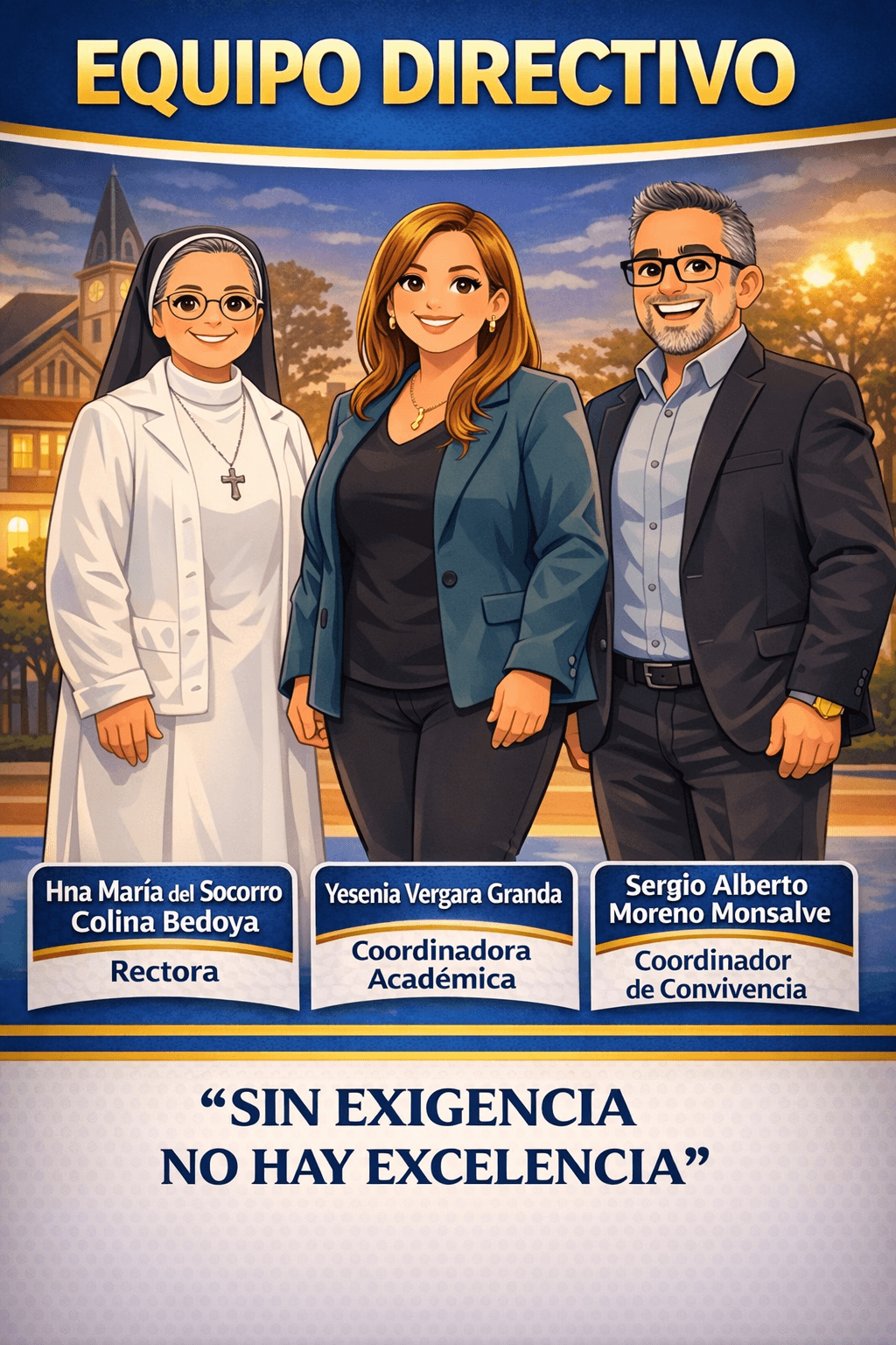 Rectora y coordinadores académico y convivencia - Equipo directivo